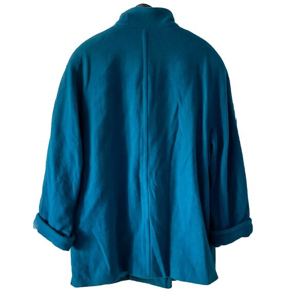 Vintage 100% Wool Vibrant Teal Blue Double Breasted Pea Coat Plus Size 16 - Picture 6 of 8